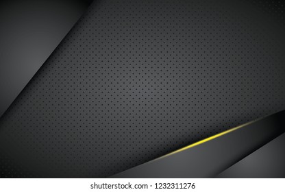 Abstract black background overlap layer with yellow light