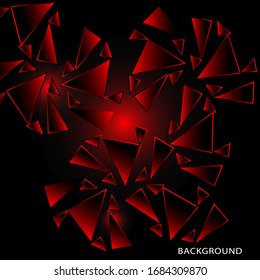 Abstract black background with overlapping red triangle light up

