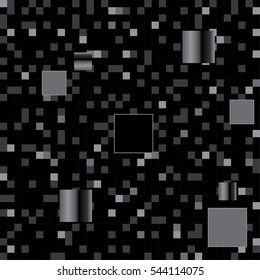 Abstract black background of a plurality of squares & pixels
