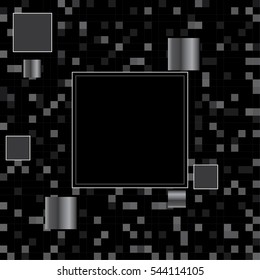 Abstract black background of a plurality of squares & pixels