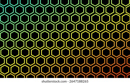 Abstract black background with rainbow colour hexagons lines design background vector illustration eps10. Futuristic technology concept.