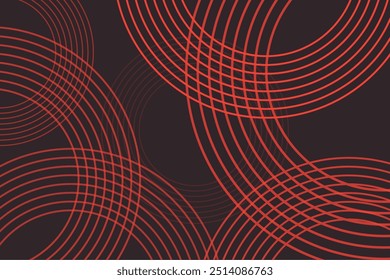 Abstract black background with red circle lines. Digital future technology concept.