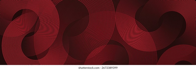 Abstract black background with red circle lines. Digital future technology concept. vector illustration.