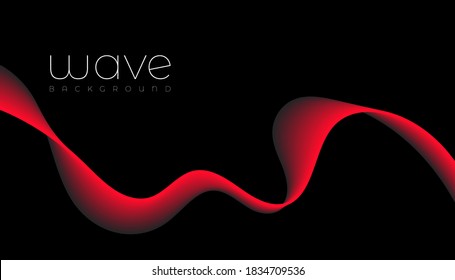Abstrakter schwarzer Hintergrund mit roten, fließenden, gewellten Linien. Futuristic Wave Banner. Vektorgrafik.