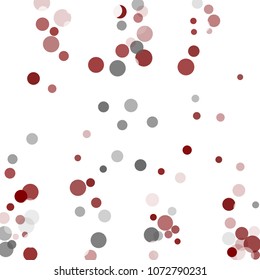 Abstract black background with red, white and gray confetti transparent dots. Elements of different size and color. Suitable for backgrounds for greeting cards and posters, New Year's design