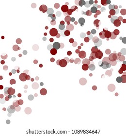 Abstract black background with red, white and gray confetti transparent dots. Elements of different size and color. Suitable for backgrounds for greeting cards and posters, New Year's design