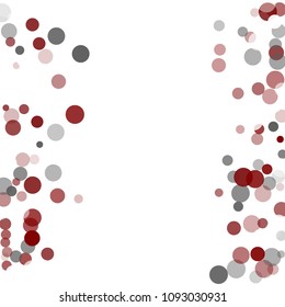 Abstract black background with red, white and gray confetti transparent dots. Elements of different size and color. Suitable for backgrounds for greeting cards and posters, New Year's design