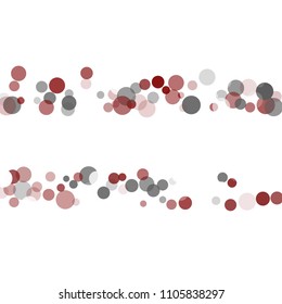 Abstract black background with red, white and gray confetti transparent dots. Elements of different size and color. Suitable for backgrounds for greeting cards and posters, New Year's design