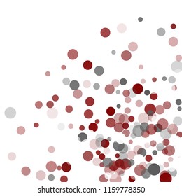 Abstract black background with red, white and gray confetti transparent dots. Elements of different size and color. Suitable for backgrounds for greeting cards and posters, New Year's design