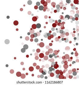 Abstract black background with red, white and gray confetti transparent dots. Elements of different size and color. Suitable for backgrounds for greeting cards and posters, New Year's design