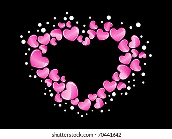 abstract black background with romantic pink macro heart