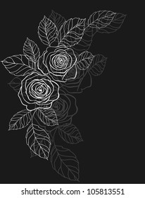 abstract black background with roses