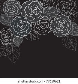 abstract black background with roses