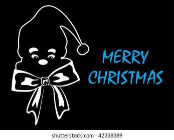 abstract black background with santa claus face sketch