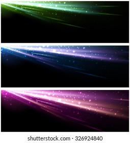 Abstract black background set with colour pattern. Vector illustration.