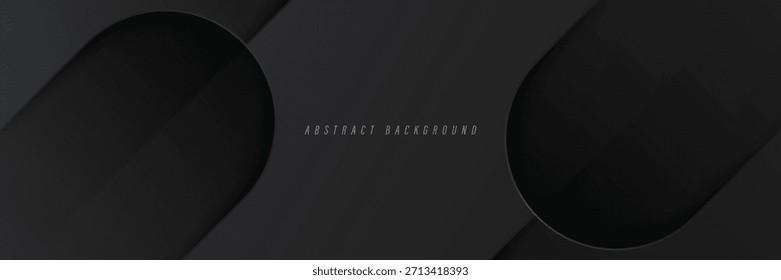 Abstract black background with shadow element. Elegant geometric shape. Modern design. Luxury style. Suit for cover, poster, presentation, banner, header, website, brochure