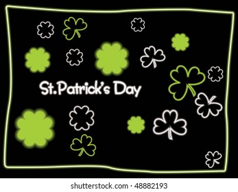 abstrakter schwarzer Hintergrund mit Shamrock, Vektorgrafik