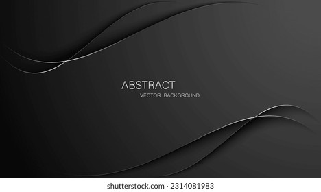 Resumen de fondo negro con líneas brillantes plateadas con espacio libre para el diseño. ilustración vectorial
