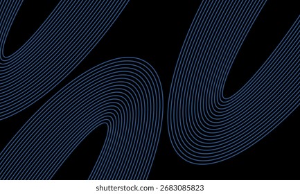 Abstractas fondo negro - azul celeste brillante líneas geométricas redondeadas diseño de Formas. Concepto de líneas redondeadas diagonales. Empresa de Plantillas futuristas. Perfecto para proyectos modernos, negocios, Anuncio, póster.