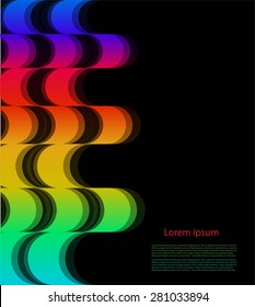 Abstract black background with smooth bright lines