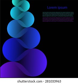 Abstract black background with smooth bright lines