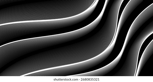 Fondo negro Abstractas con líneas blancas curvas suaves