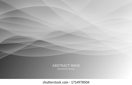 Abstract black background with smooth gray lines, waves. Modern and fashion. Gradient geometric. Vector illustration.