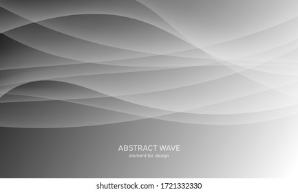 Abstract black background with smooth gray lines, waves. Modern and fashion. Gradient geometric. Vector illustration.