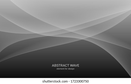 Fondo negro abstracto con líneas grises suaves, ondas. Moderna y moderna. Geométrico degradado. Ilustración vectorial.