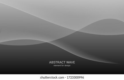 Fondo negro abstracto con líneas grises suaves, ondas. Moderna y moderna. Geométrico degradado. Ilustración vectorial.