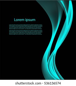 Abstract black background with smooth lines and text