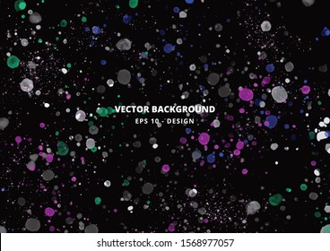 Resumen de fondo negro, chispas, elementos redondos, plantilla vectorial
