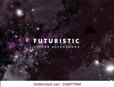 Abstract black background, sparkles, round elements, vector template