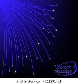 abstract black background with sparkling blue rays