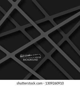 
Abstract black background of straight lines with shadow. Design element, brochure template