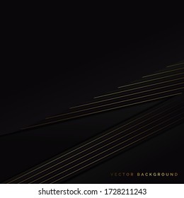 Resumen de fondo negro con líneas rayadas doradas con espacio de copia para texto. Estilo de lujo. Ilustración del vector