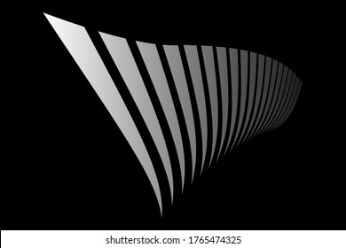 Abstract Black Background. Striped Lines In Diminishing Perspective. Vector Art.