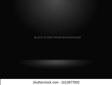 Abstract black background Studio room backdrop well for background. Vector illustration