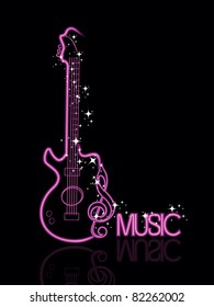 abstract black background with stylish design guitar