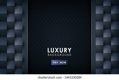 Abstract black background technology concept design. Overlap layers with paper effect on textured background. Template vector.