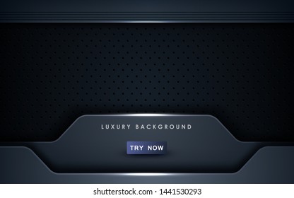 Abstract black background technology concept design. Overlap layers with light effect on textured background. Template vector.