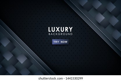 Abstract black background technology concept design. Overlap layers with paper effect on textured background. Template vector.
