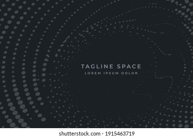 Abstract black background textured with radial silver halftone pattern. Vector illustration. Decoration element with stamped dotted ornament. Creative cover design template.
