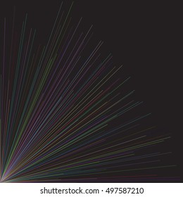 Abstract black background of thin colored lines