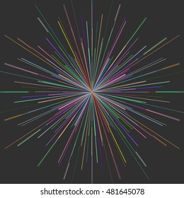 Abstract black background of thin colorful lines