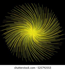Abstract black background of thin yellow lines