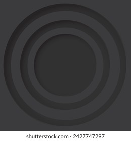Abstract black background three dimension circle frame paper cut style vector illustration have blank space.