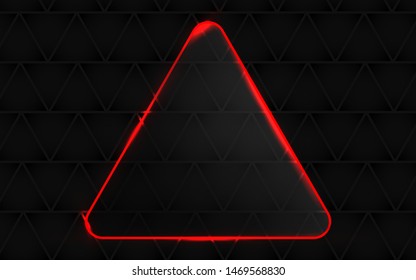 Abstract black background with triangle frame transparent glass effect a combination with light neon border. Layer layout space on for text and background design