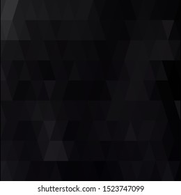 Abstract black background with triangle mosaic. Dark silver, gray vector, shiny triangular pattern. Colorful abstract illustration. Brand new template for your business design.