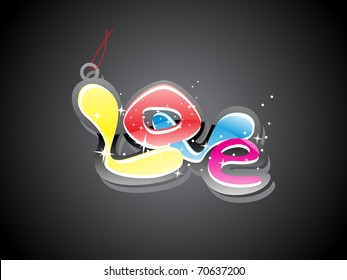 abstract black background with twinkle star colorful love tag